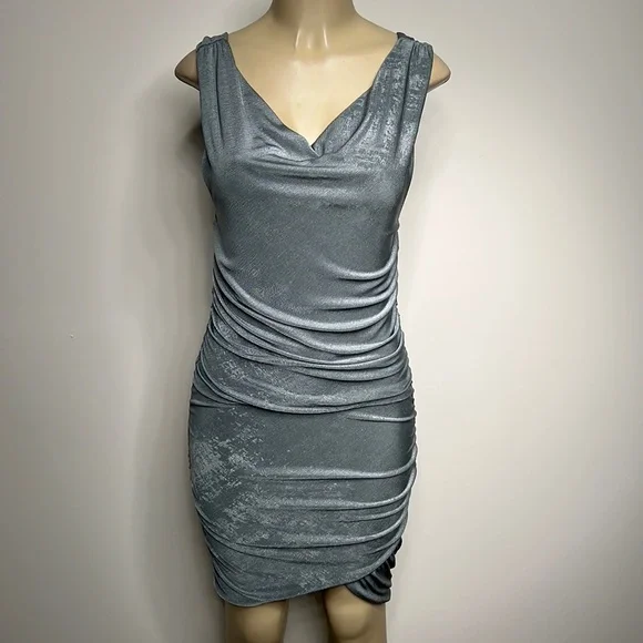Alice + Olivia | Dresses | Alice Olivia Grey Cowl Midi Dress Medium |  Poshmark